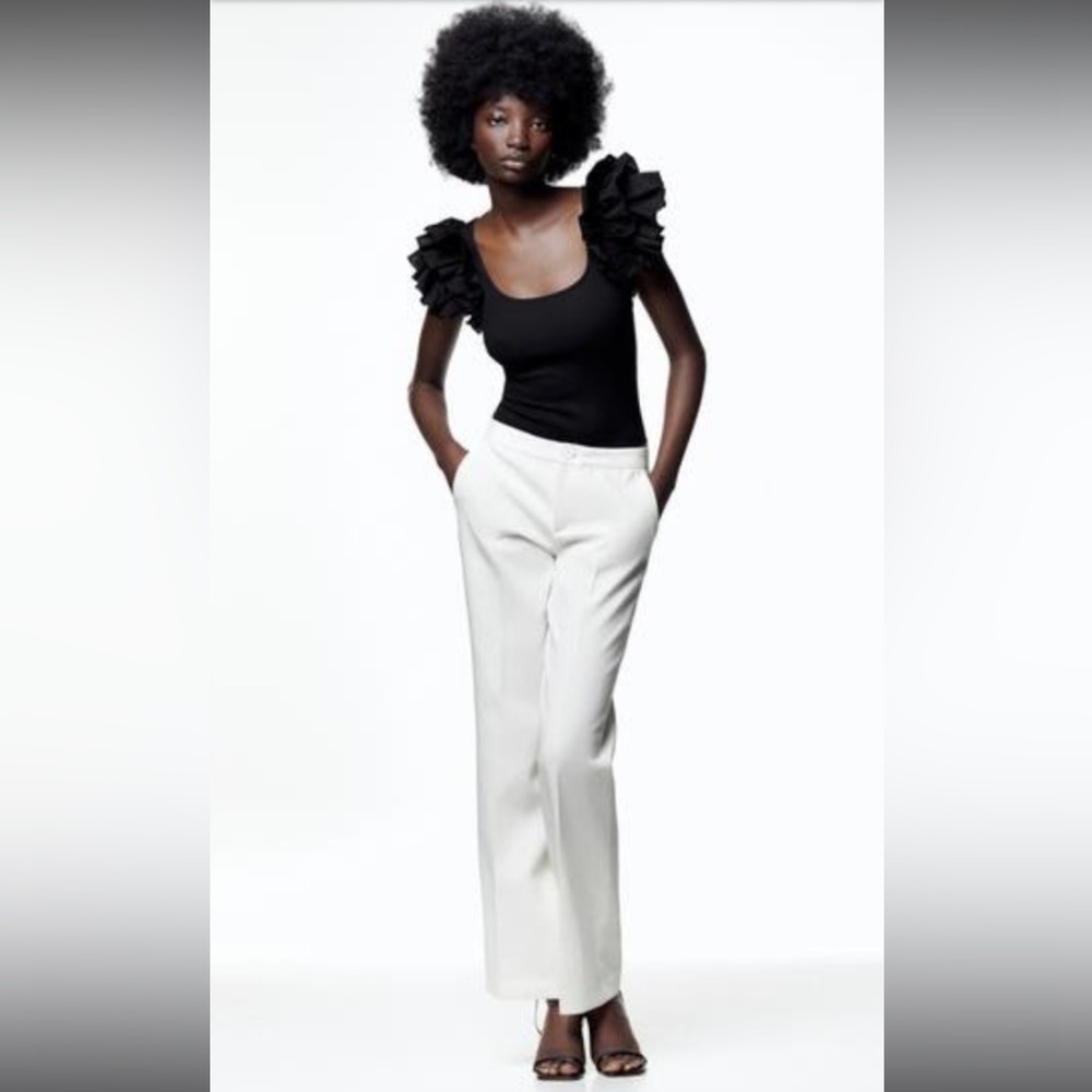 Zara ruffled sleeve bodysuit